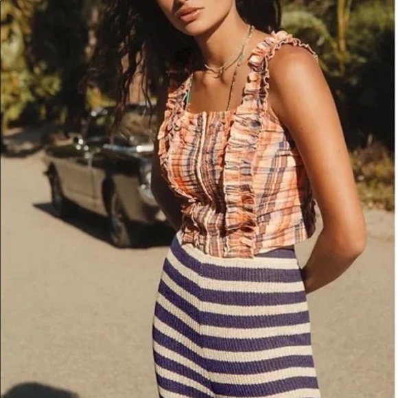 🔴🔴NWT ANTHROPOLOGIE Verb by Pallavi Singhee Ruffled Plaid Tank Size M - Picture 2 of 15